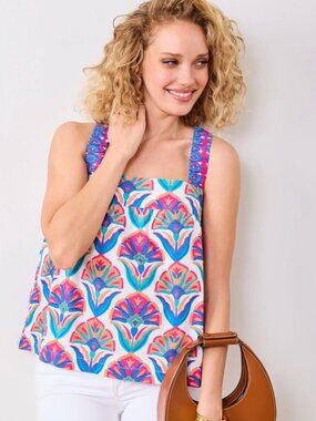 PRINTFRESH, New, Geo Floral Mila Top, Large